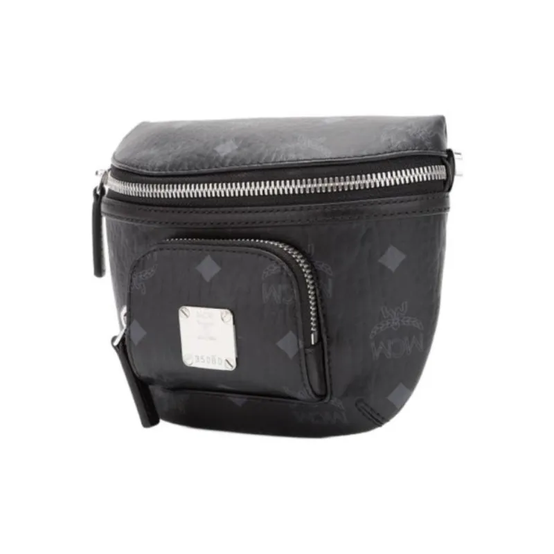 MCM Klassik Visetos Leather Shoulder Bag, Crossbody Bag Small Size Women's Black-1