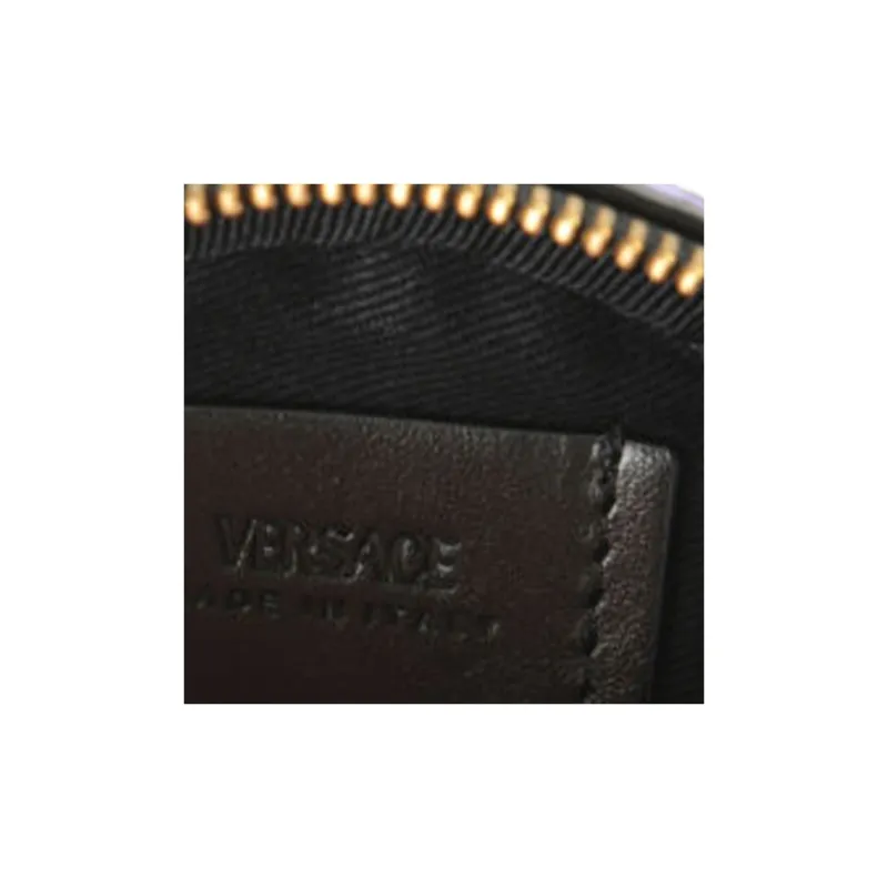 VERSACE Canvas With Leather Coin Purse Women's Purple & Black-4