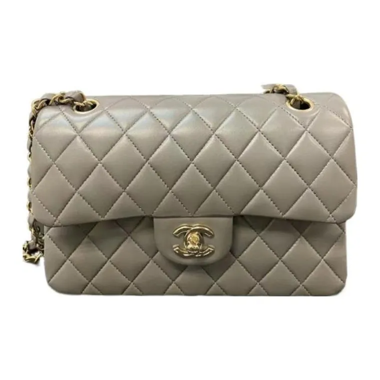 CHANEL Classic Flap CF Lambskin Portable Crossbody Bag, Shoulder Bag Trumpets Women's Gray-0