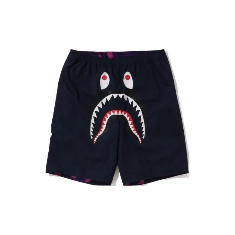 A BATHING APE Color Camo Shark Reversible Shorts-1