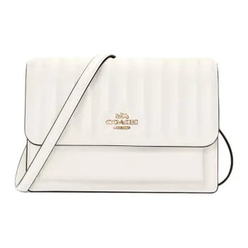 COACH Foldover Quilting Leather Shoulder Bag Crossbody Bag Fanny Pack Small Size Women's Pure White
