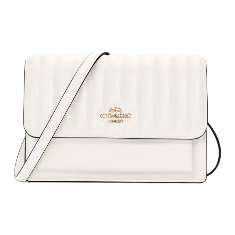 COACH Foldover Quilting Leather Shoulder Bag Crossbody Bag Fanny Pack Small Size Women's Pure White-0