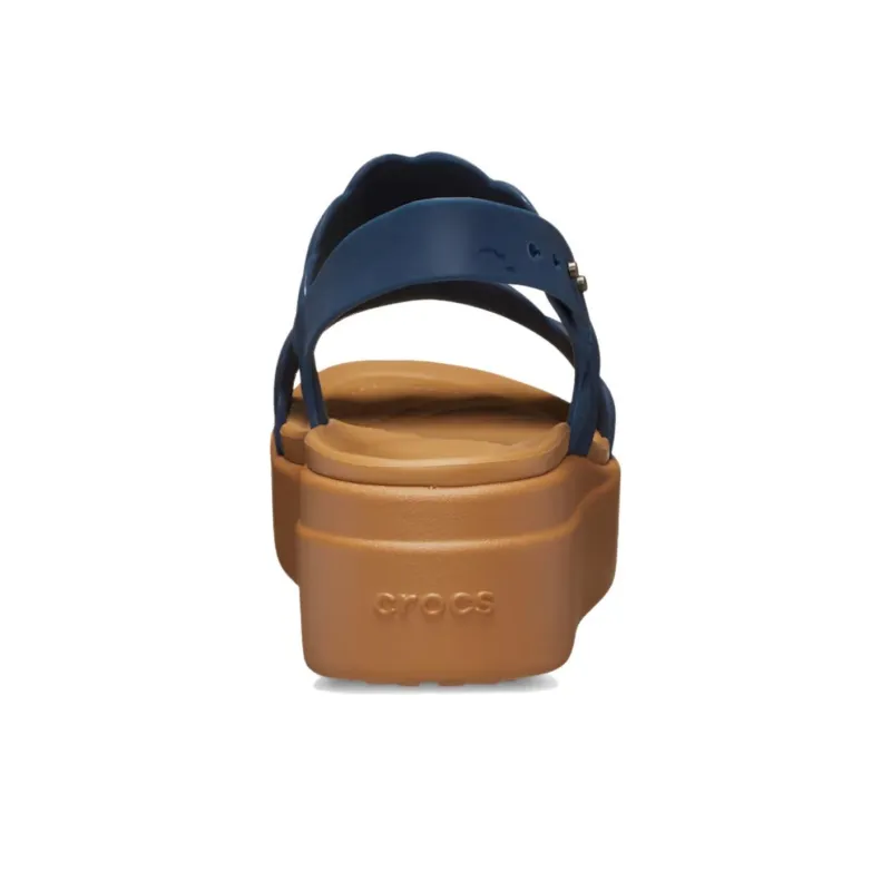 Crocs Brooklyn Woven Wedge Sandals 'Blue Brown' Women's-4