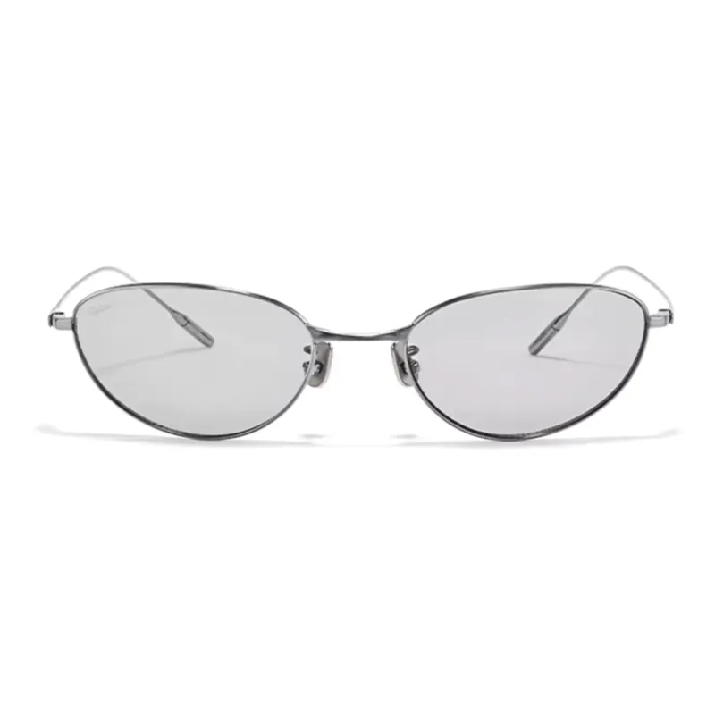 Fakeme Β Titanium Oval Sunglasses Women's Silver-1