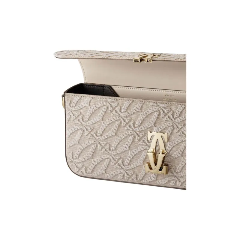 CARTIER C De Cartier Collection Calfskin Shoulder Bag Crossbody Bag Women's Beige-1