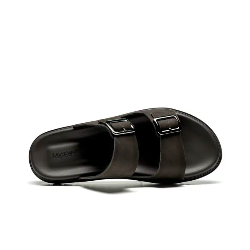 LEAVELAND Slide Slippers Men Dark Gray/Brown-8