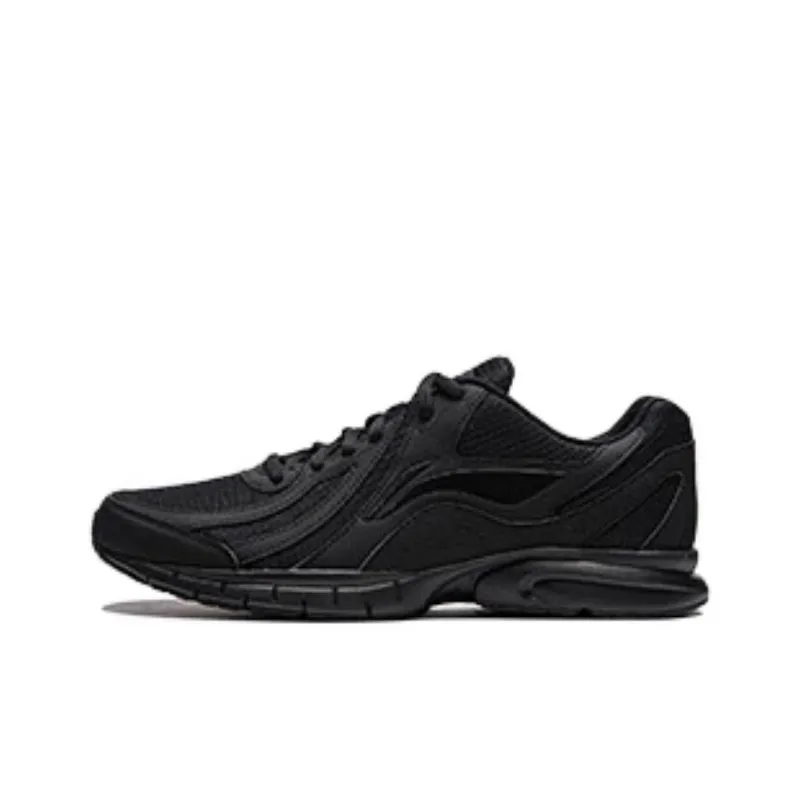 LiNing Anti Slip Wear Resistant Low Top Running Shoes Men's Black-0