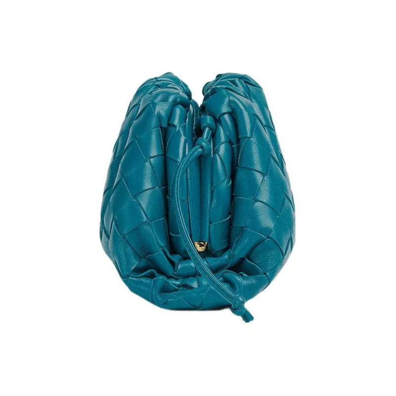 Bottega Veneta Sheepskin Woven Cloud Bag Crossbody One Shoulder Clutch Mini Women's Wild Duck Green-2