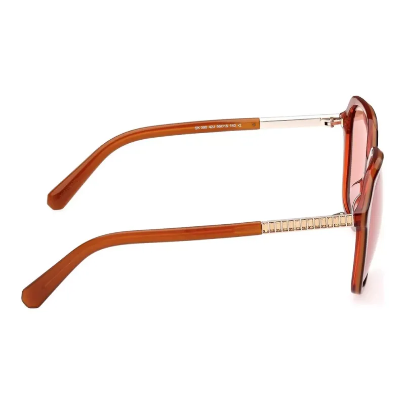 Swarovski Plastic Irregular Shape Sunglasses Women's Brown-2
