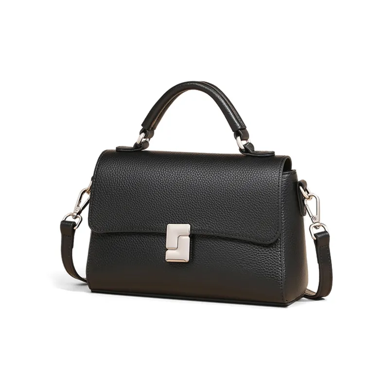 COMELY Cow Leather Bonded Synthetic Leather Shoulder Bag Crossbody Bag Handbags Regular Women's Black/Light Khaki-8