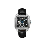 Silver Case Black Dial Black Strap