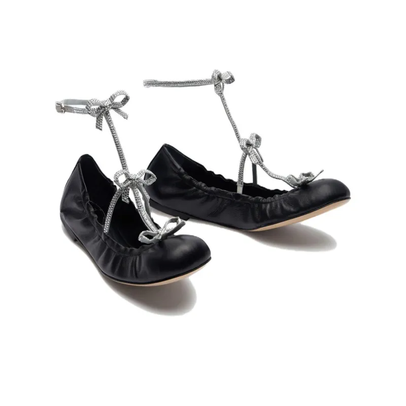 René Caovilla Caterina Leather Ballerina Shoes-2