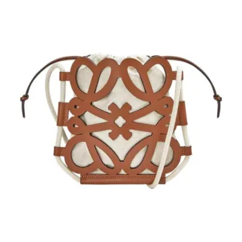 LOEWE Cotton, Canvas, Cow Leather Crossbody Bag Unisex Brown