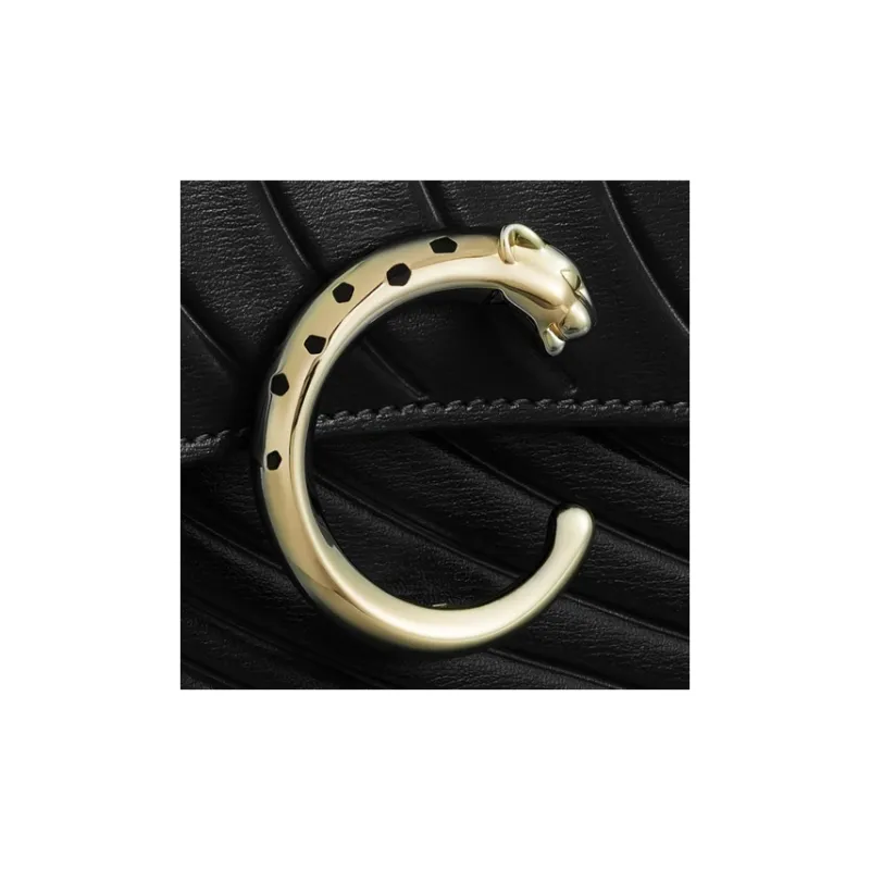 CARTIER Panthère De Cartier Calfskin Shoulder Bag Crossbody Bag Mini Women's Black-4