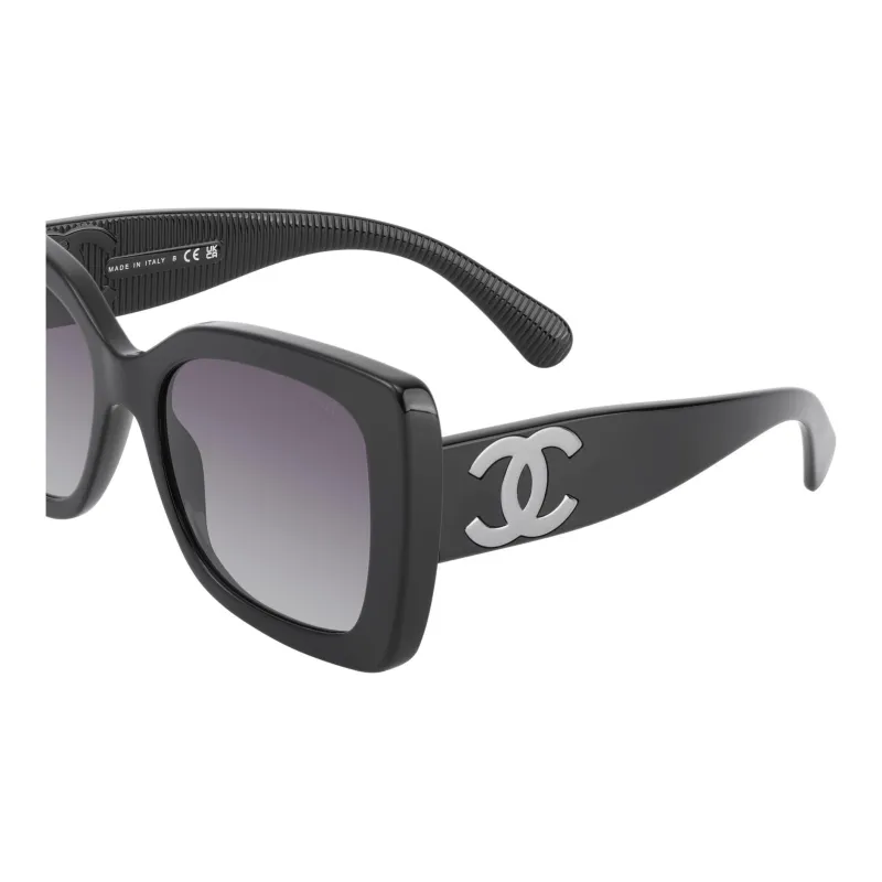 CHANEL Plate Frame Irregular Shape Sunglasses Unisex Black-4