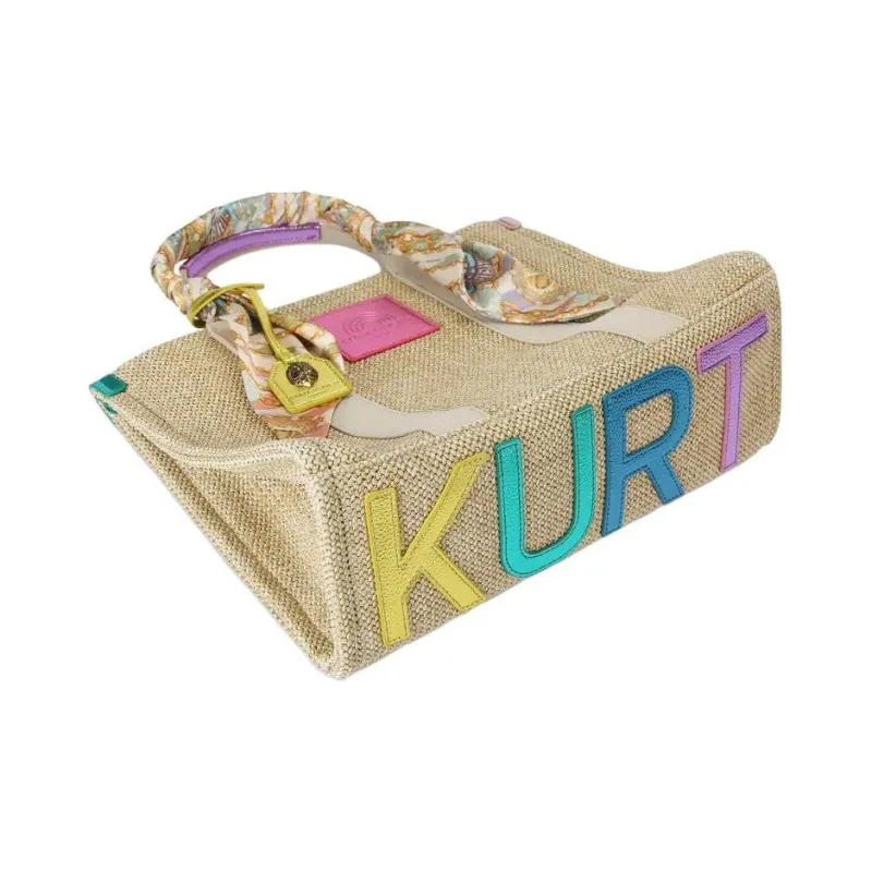 Kurt Geiger London Denim Fabric Canvas Bag Shoulder Bag Crossbody Bag Handbag Women's White & Multicolor-2
