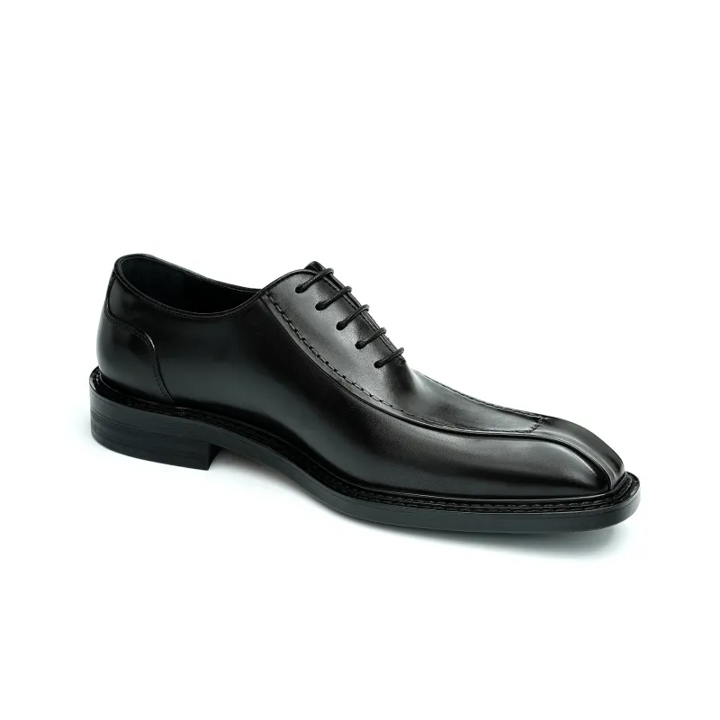 ASTON M.JAZZ Dress Shoes Men Low Top Black/Coffee-5