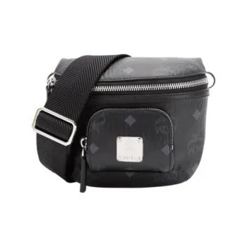 MCM Klassik Visetos Leather Shoulder Bag, Crossbody Bag Small Size Women's Black