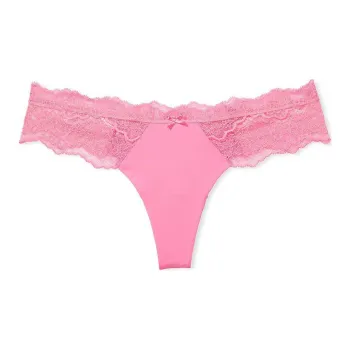 Victoria's Secret DREAM ANGELS Lace Trim Thong Panty/Tickled Pink Underpants Women's 1 Pack Pink