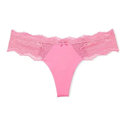 Victoria's Secret DREAM ANGELS Lace Trim Thong Panty/Tickled Pink Underpants Women's 1 Pack Pink