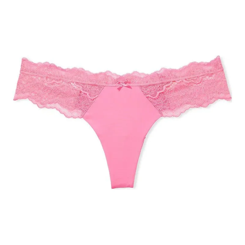 Victoria's Secret DREAM ANGELS Lace Trim Thong Panty/Tickled Pink Underpants Women's 1 Pack Pink-0