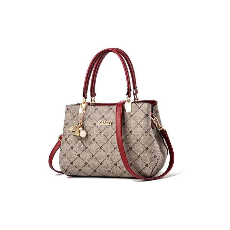 Weymond PU Crossbody Handbags Medium Size Women's White/Coffee/Red-4