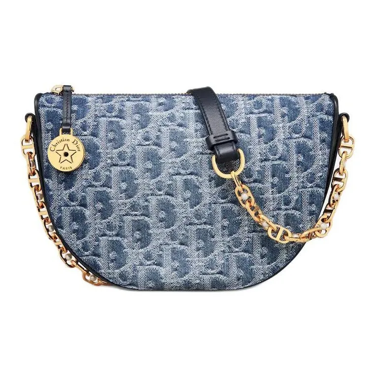 DIOR Oblique Jacquard Fabric Crossbody Bag Shoulder Bag Women's Blue-0