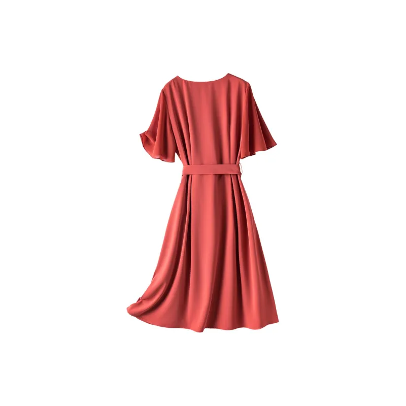 H YXIANG Short Sleeved Dresses Women's Red-1