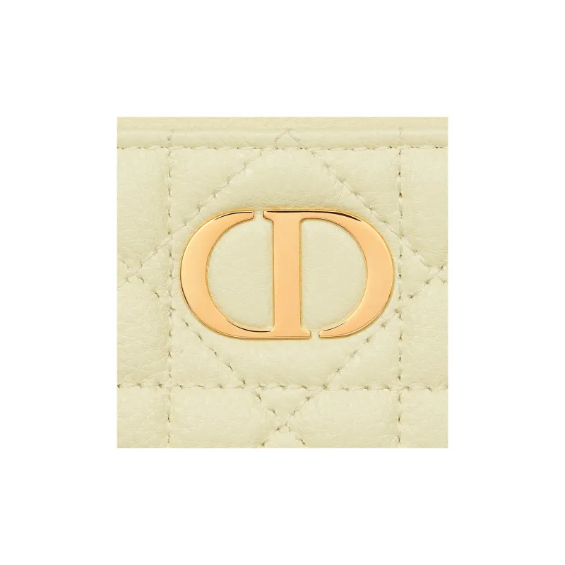 DIOR Caro Cow Leather Wallet Women's Light Yellow-4
