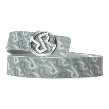 RARE Round Double R Buckle, Automatic Buckle Leather Belts Unisex Light Gray