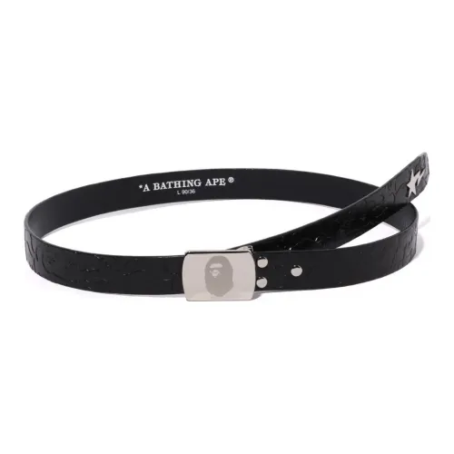 A BATHING APE Neon Camo Narrow Leather Belt