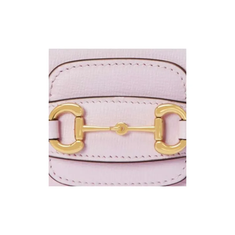 GUCCI Horsebit 1955 Leather Shoulder Bag Crossbody Bag Extra Mini Women's Light Pink-7
