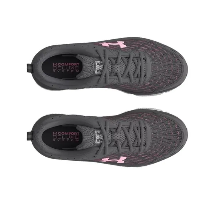 Under Armour Charged Assert 10 Cushioning Slip Resistant Low Top Casual Running Shoes Women's Gray Pink-3
