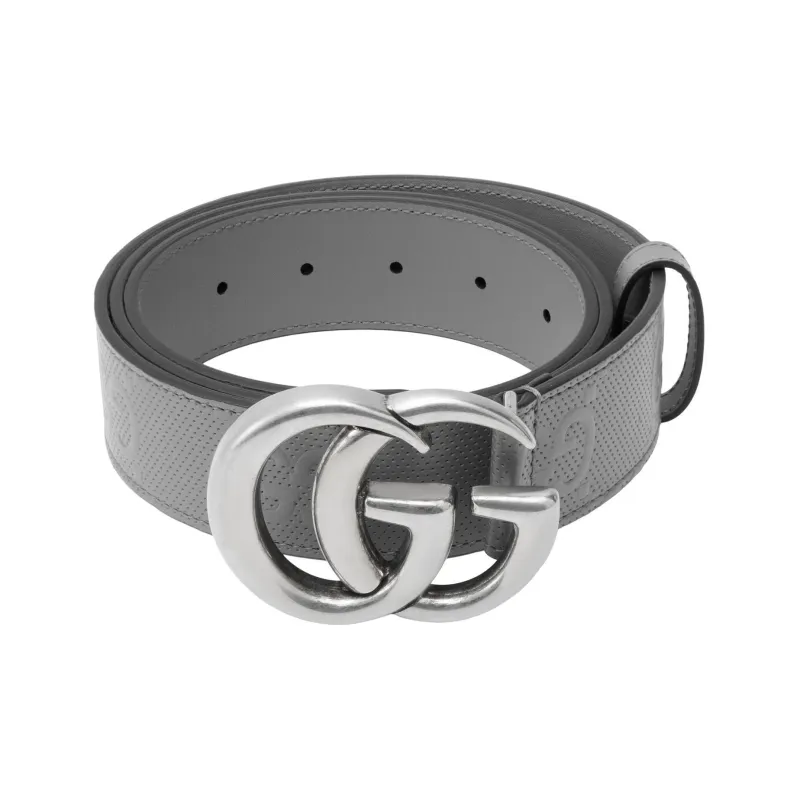 GUCCI Gg Embossed Leather Belt-1