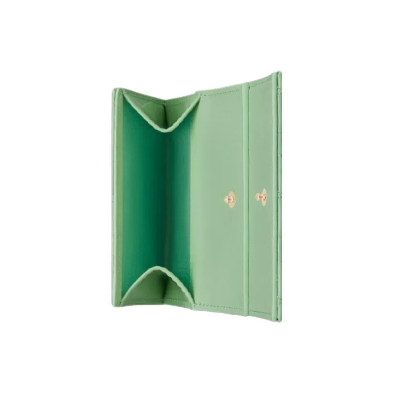 DIOR Lady Dior Calfskin Wallet Women's Green-3