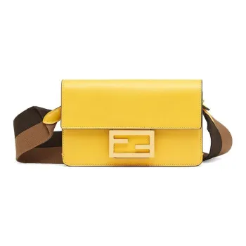 FENDI Baguette Cow Leather Baguette Bag Crossbody Bag Shoulder Bag Women's Yellow