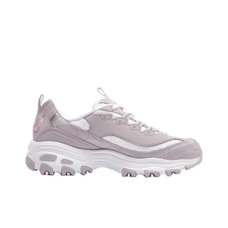 Skechers D'LITES 1.0 Cushioning Anti Slip Wear Resistant Breathability Low Top Chunky Sneakers Women's Lavender-1
