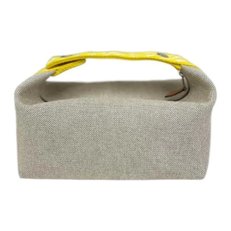 HERMES Bride a Brac Fabric Storage Bags Toiletry Bags Small Size Unisex Lemon-4