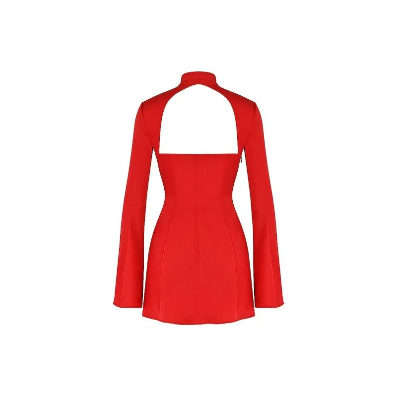 HOUSE OF CB ALYSSA Long Sleeved Dress Women's SCARLET/Vermilion-1