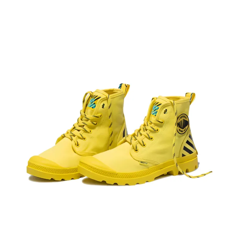 SMILEY x Palladium Pampa Wear Resistant High Top Canvas Shoes Unisex Yellow-2