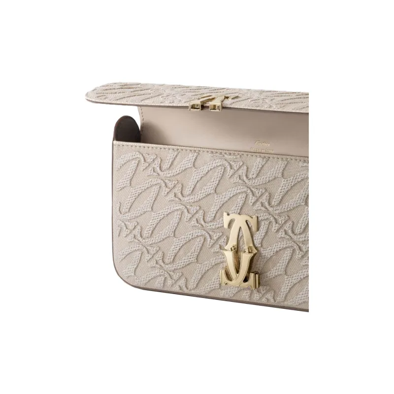 CARTIER C De Cartier Collection Calfskin Shoulder Bag Crossbody Bag Mini Women's Beige-2
