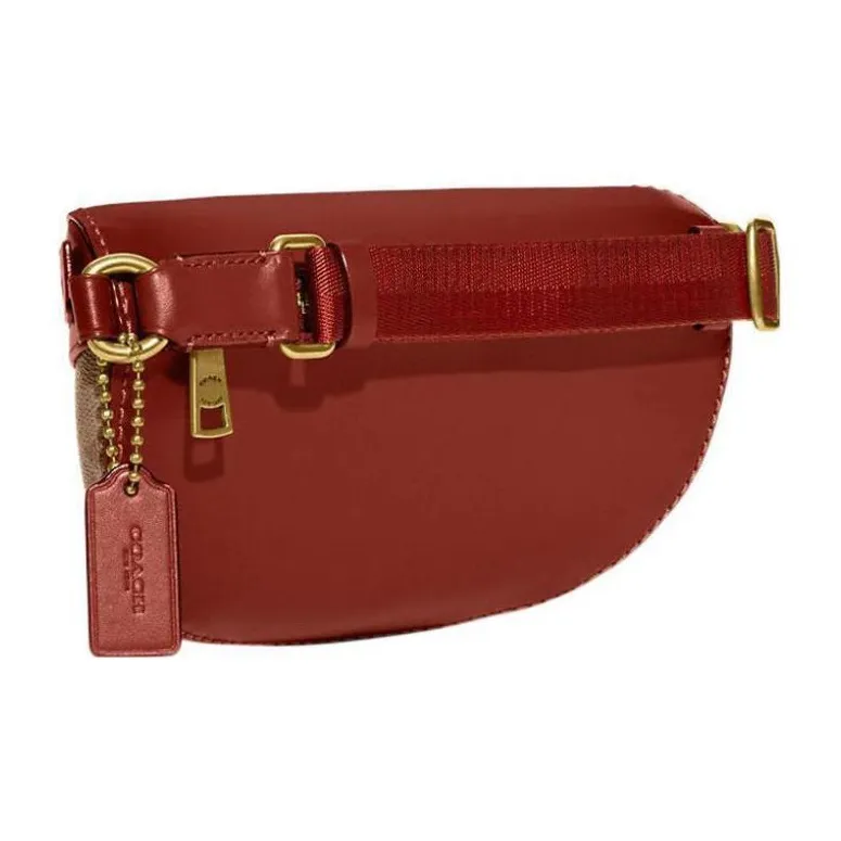 COACH Coated Canvas With Calfskin One Shoulder Crossbody Fanny Pack Trumpets Women's Tan-1