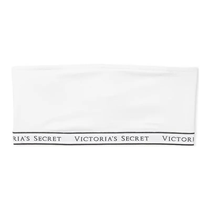 Victoria's Secret PINK Logo Cotton Wireless Bandeau Bralette/Vs White Bra Women's White-0