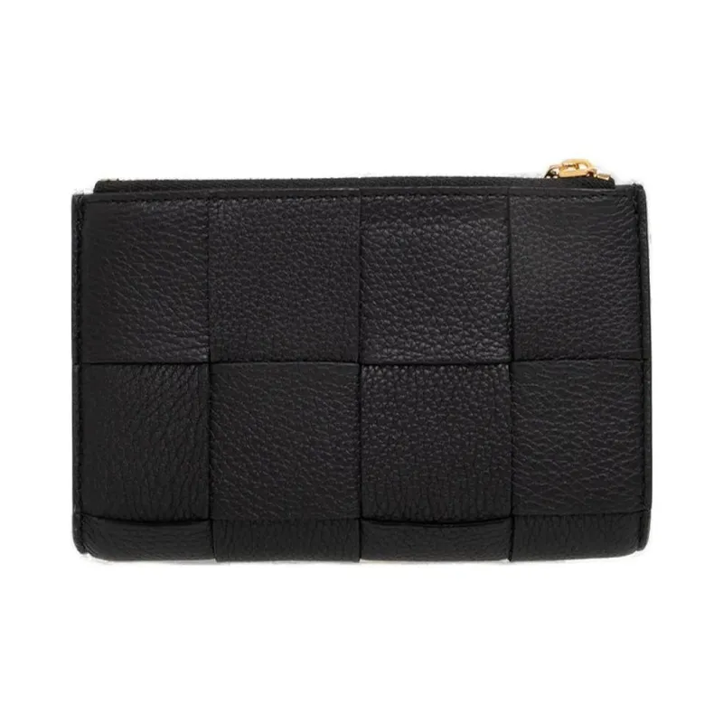 Bottega Veneta Lambskin Patch Calfskin Wallet Men's Black-1