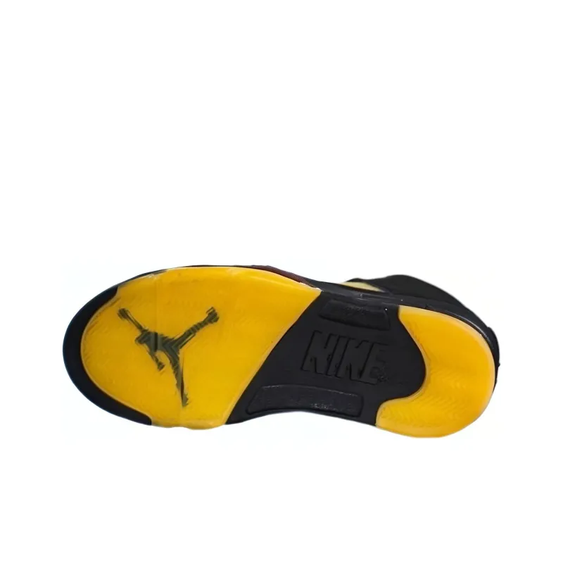 Jordan Air Jordan 5 Slip-Resistant High-Top Vintage Basketball Shoes Men's Black Yellow-2