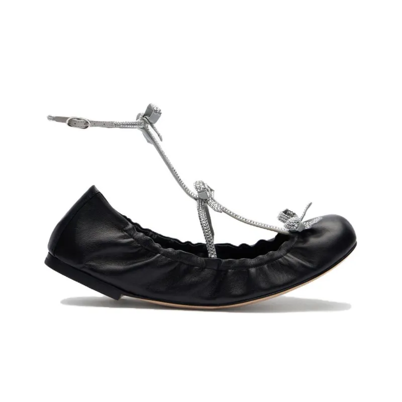 René Caovilla Caterina Leather Ballerina Shoes-1
