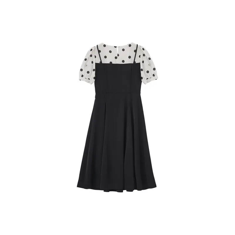 XIANGYING Short Sleeved Dress Women's Black-1