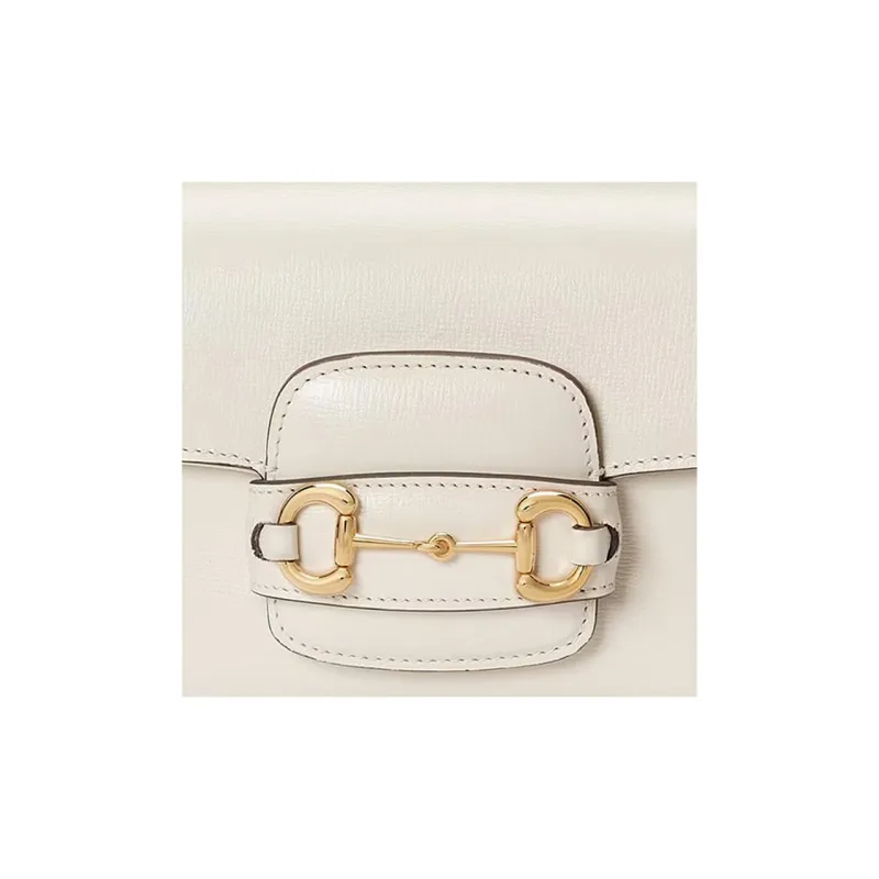 GUCCI Horsebit 1955 Leather Portable Crossbody Bag Shoulder Bag Small Size Women's White-8