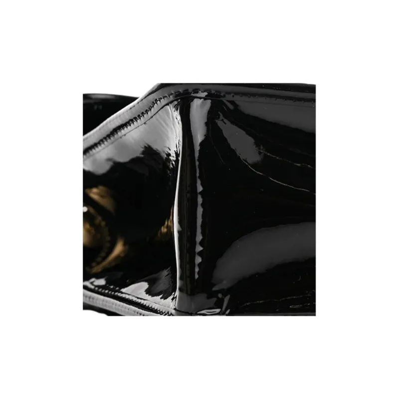 CHANEL Patent Leather Flap Bag, Messenger Bag, Briefcase, Shoulder Bag, Crossbody Bag, Handbag Women's Black-7