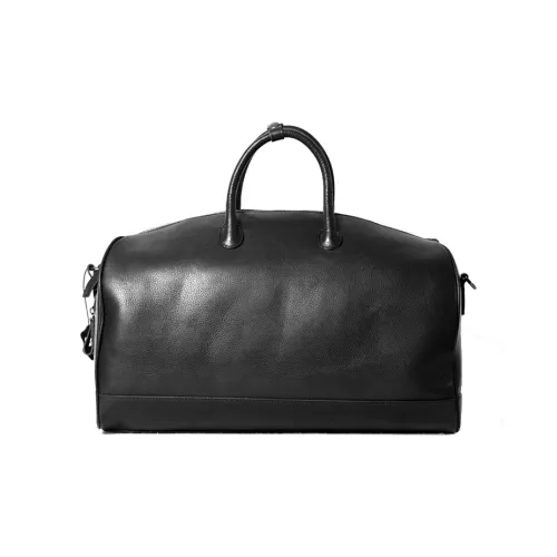DOSRFINI Genuine Leather Top Grain Cow Leather Travel Bag Regular Men's Black